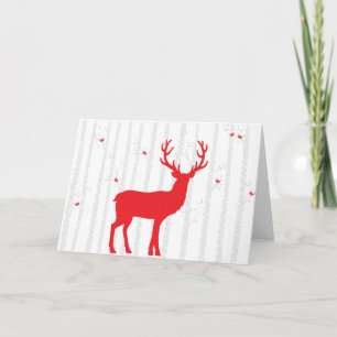 White Birch Tree Forest Greeting Card with Red Dee