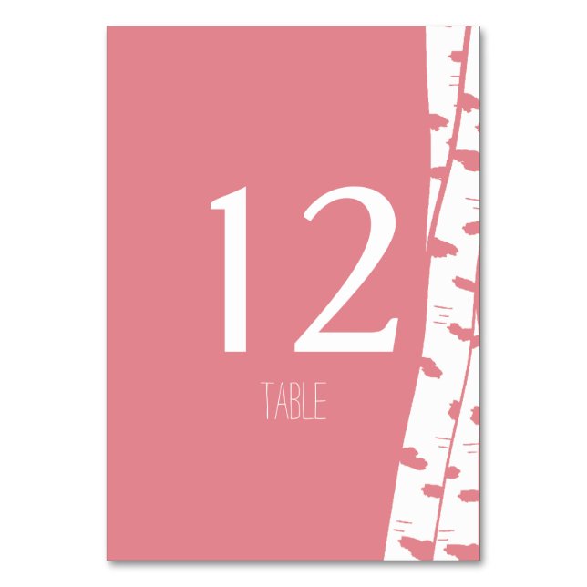 White Birch Tree Table Number Card (Front)