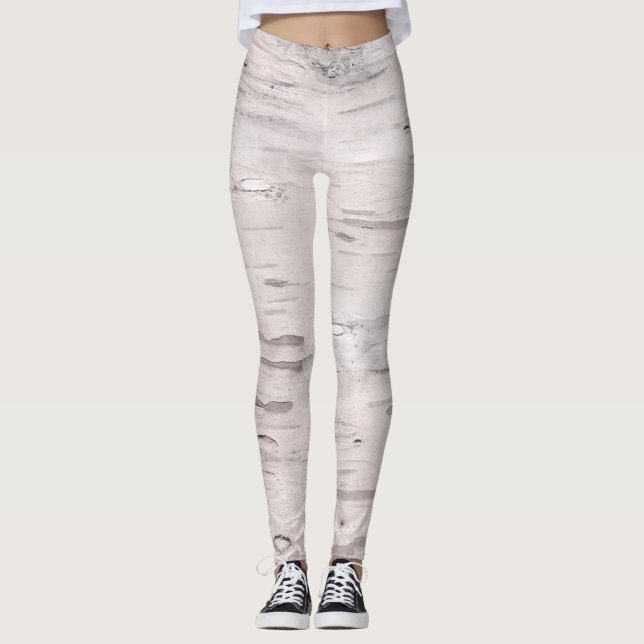 White Birch Tree Wood Rustic Barn Farmhouse Chic Leggings (Front)