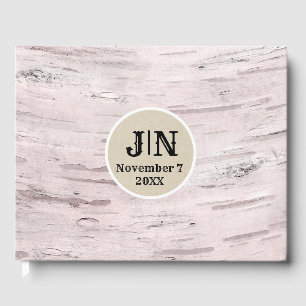 White Birch Tree Wood Rustic Barn Wedding Guest Book