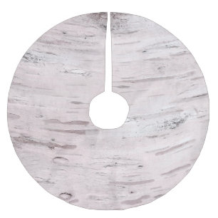 White Birch Tree Wood Rustic Holiday Christmas Brushed Polyester Tree Skirt