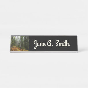 White Birch Trees and Fall Ferns at Rocky Mountain Desk Name Plate