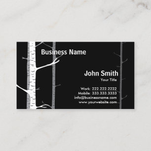 White Birch Trees Forest Dark business card