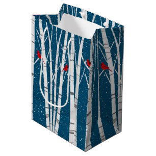 White Birch Trees in Snowflakes  Medium Gift Bag