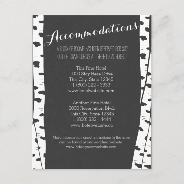 White Birch Trees Slate Information Card (Front)