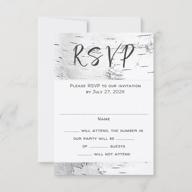 White Birch Wedding RSVP Guest Count Enclosure (Devant)