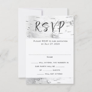 White Birch Wedding RSVP Guest Count Enclosure Card