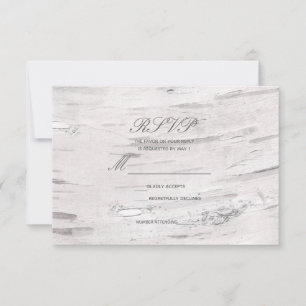 White Birch Wood Rustic Barn Country Wedding RSVP