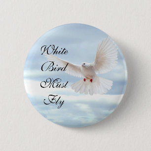 White Bird 2 Inch Round Button