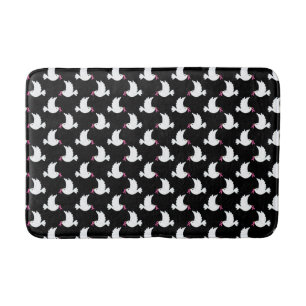 White Bird Breast Cancer Awareness Pattern Bath Mat