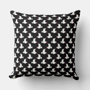 White Bird Breast Cancer Awareness Pattern Throw Pillow