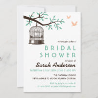 White Bird Cage Rustic Bridal Shower Invitation