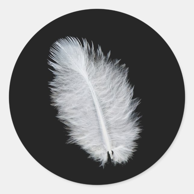 White bird's feather classic round sticker (Front)