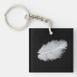 White bird's feather keychain