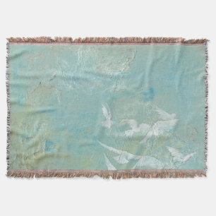 White Birds Flying Through Blue Sky Throw Blanket