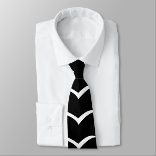 White Birds on Black Background Stripes Tie