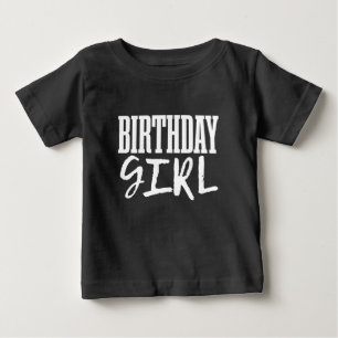 White Birthday girl text font Baby T-Shirt