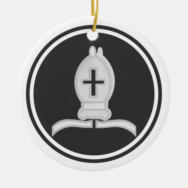 White Bishop Chess Ceramic Ornament (Front)