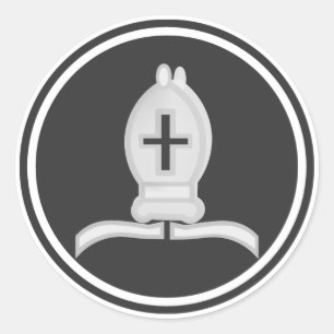 White Bishop Chess Piece Classic Round Sticker