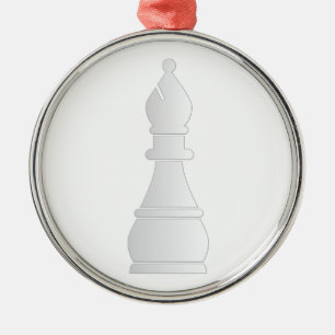 White bishop chess piece metal ornament