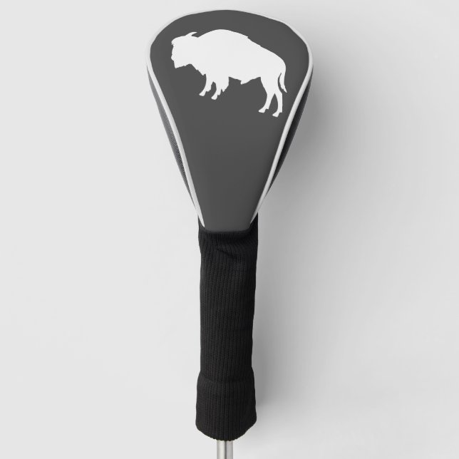 White Bison Silhouette Wild Animal Golf Head Cover (Front)