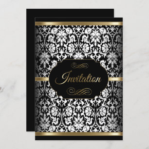 White, Black and Gold Party Template Invitation