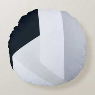 White, black, and gray illustration round pillow