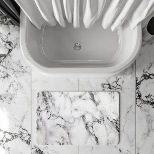 White Black And Grey Grain Marble Stone Bath Mat
