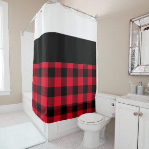 White Black and Red Buffalo Plaid Colour Block