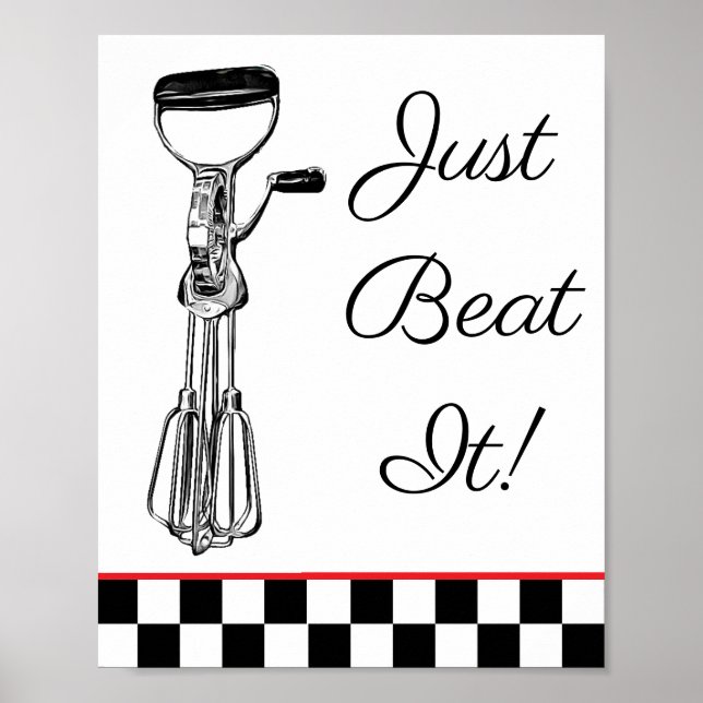 White, Black and Red Just Beat It Sign (Front)