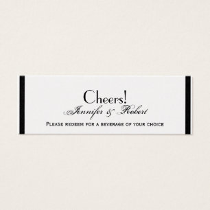 White Black and Silver Damask Wedding Drink Ticket
