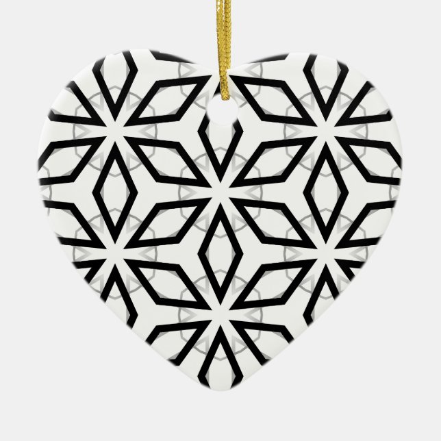 White Black and Silver Geometric pattern Ceramic Ornament (Front)