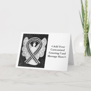 White & Black Awareness Ribbon Personalized Cards