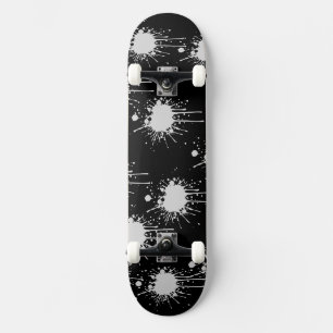 White & Black Blush Abstract Skateboard Deck
