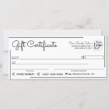 White Black Border Logo Check Gift Certificate