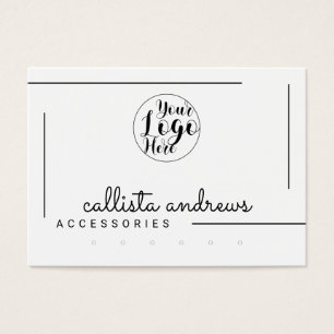 White Black Border Script Logo Earrings Display