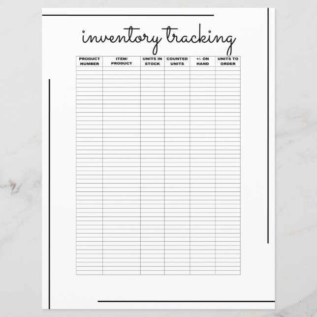White Black Border Script Logo Inventory Tracking (Front)