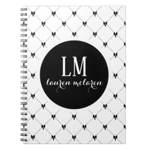 White & Black Bow Monogram Notebook