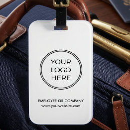 White Black Business Logo Luggage Tag