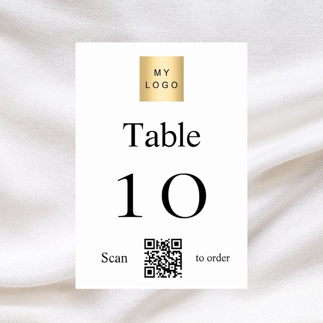 White black business logo QR code table number (Creator Uploaded)