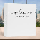 White & Black Calligraphy Rental Property Welcome Binder<br><div class="desc">Welcome binder to file all the important information for your guests featuring the word "welcome" in trendy calligraphy script against editable background colours (click "customize it" and change the background colour of all sides). This versatile binder can be used for vacation homes, vacation rentals, bed and breakfasts, etc. Personalize it...</div>