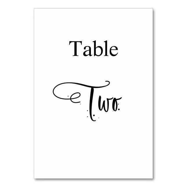 White Black calligraphy table two elegant Number (Front)