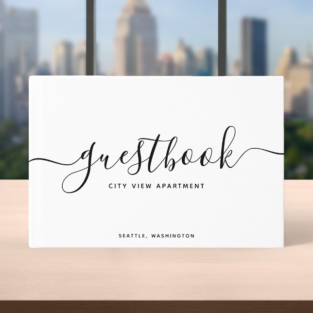 White & Black Calligraphy Vacation Home or Rental Guest Book (Creator Uploaded)