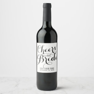 White & Black CHEERS TO THE BRIDE Bridal Wine Label