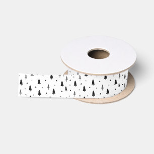 White & Black Christmas  Satin Ribbon