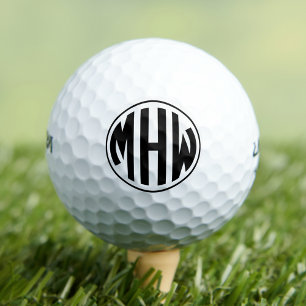 White Black Circle Monogram Font DIY BG Golf Balls
