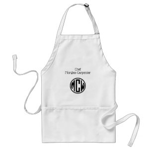 White Black Circle Monogram Font DIY BG Standard Apron