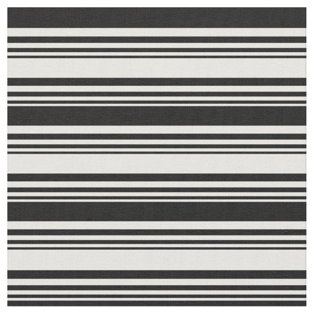 White & Black Coloured Lines Fabric (Close Up)