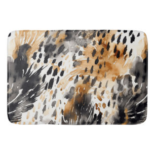 White Black Cream Leopard Animal Bath Mat