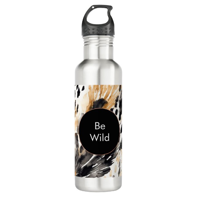 White Black Cream Leopard Animal Birthday 710 Ml Water Bottle (Front)